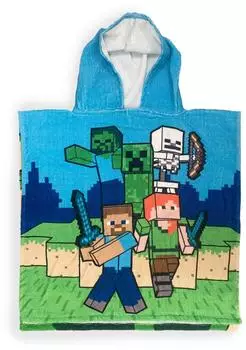 Mojang Studios Minecraft Badeponcho Kinder, 100% Baumwolle
