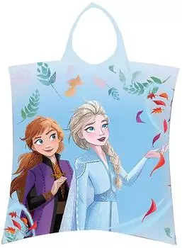 Jerry Fabrics Frozen Kinder-Badeponcho mit Kapuze, Baumwolle, blau, 50x115cm