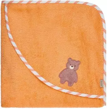 Sterntaler Kapuzenbadetuch B&auml;r Bo 80x80cm, Baumwolle, leuchtorange (7102636)