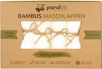 Pandoo Waschlappen Bambus, wei&szlig;, 25x25cm (POBWC06)