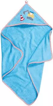 Playshoes Kapuzentuch "Baustelle" Frottee, blau, Kinder 75x75cm (340047)