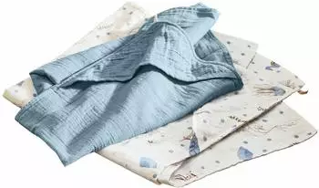 Loberon Tinkertop Kapuzenhandtuch 2er-Set, Musselin, blau (24875-6-1)