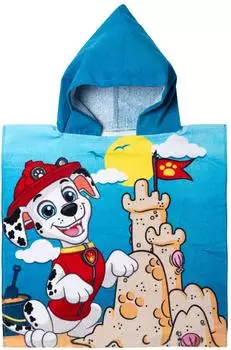 United Labels Paw Patrol Marshall Badeponcho mit Kapuze, 100% Baumwolle, 50x100cm, Jungen