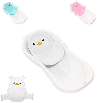 Lorelli Baby Badenetz Pinguin, Clips aus Kunststoff, Badewannennetz, ab Geburt weiß