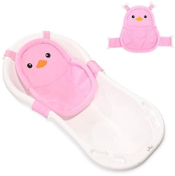 Lorelli Baby Badenetz Pinguin, Clips aus Kunststoff, Badewannennetz, ab Geburt rosa – Lorelli Baby Badenetz Pinguin für sicheres und komfortables Baden ab Geburt