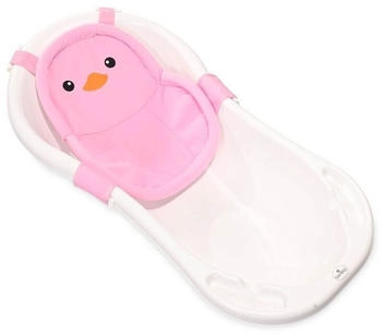 Lorelli Baby Badenetz Pinguin, Clips aus Kunststoff, Badewannennetz, ab Geburt rosa – Maximaler Komfort durch durchdachtes Design