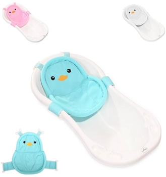 Lorelli Baby Badenetz Pinguin, Clips aus Kunststoff, Badewannennetz, ab Geburt blau