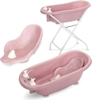 Lorelli Babybadewannen-Set Babybadewanne 88 cm Badesitz Badewannenständer Ablauf pink