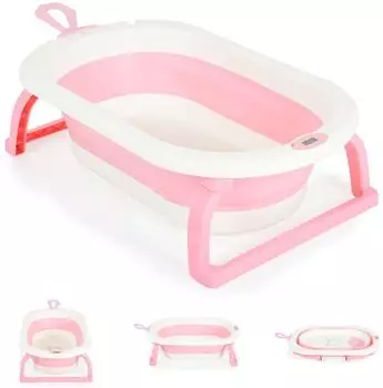 Cangaroo Terra faltbare Babybadewanne mit Digitalthermometer, 87cm, rosa (110283)