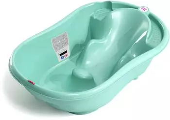 OK Baby Onda Ergonomische Babybadewanne 0-12 Monate mit Digitalthermometer, blau (823 15)