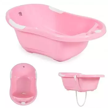 Moni Lilly Babybadewanne platzsparend mit Wasserablauf, rosa (106017)