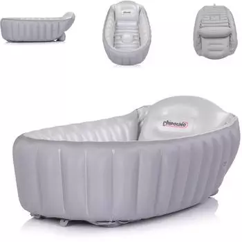 Chipolino Baby Cloud Babybadewanne aufblasbar mit Pumpe, grau