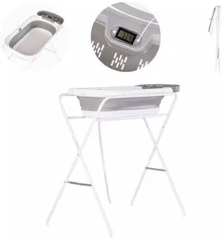 Chipolino Slim Babybadewannen-Set mit Ständer 90cm, Ablage, Thermometer, klappbar (VKSLI0251GY)