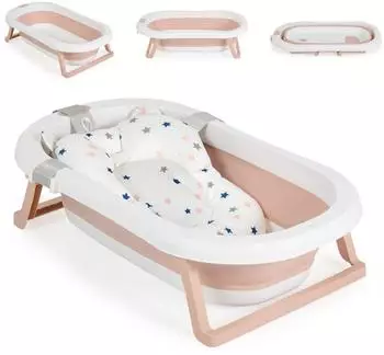 Moni Palma faltbare Babybadewanne 3-teilig mit Badekissen, rosa (112256)