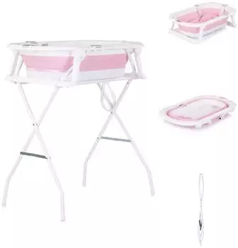 Chipolino Malibu Babybadewannen-Set mit St&auml;nder, klappbar, rosa (VKMAL0253PI)