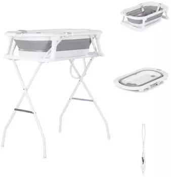 Chipolino Malibu Babybadewannen-Set 78cm, klappbarer St&auml;nder, grau (VKMAL0252GY)