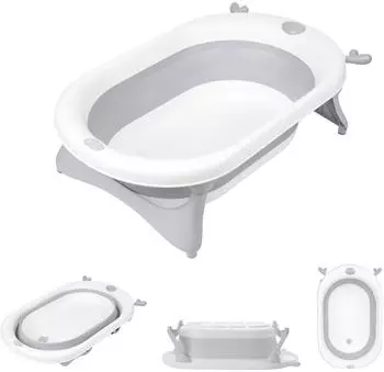 KIKKABOO Foldy faltbare Babybadewanne mit Wasserablauf, grau (31402010027)
