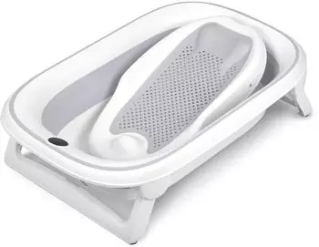 Nukido Faltbare Babybadewanne mit LCD-Thermometer, 45l, wei&szlig;/grau (NK-279)