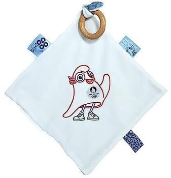 Doudou Olympic Games Paris 2024 mascot flat cuddly toy with wooden ring