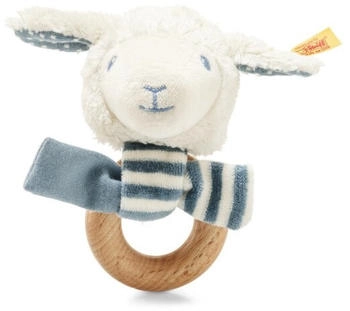 Steiff Leno Lamm Greifring mit Rasseln, blau, 12 cm