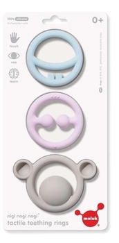 Moluk 43401 Nigi, Nagi & Nogi Pastel Colors Greif-und Bei&szlig;spielzeug hellblau/rosa/hellgrau