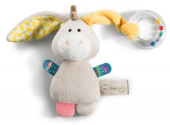 NICI 42080 My First Kuscheltier Esel Muli mit Ringrassel beige