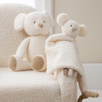 Nattou Large flat comforter Mouse white 35 x 35 cm