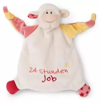 NICI Schmusetuch Lamm "24 Stunden Job" 25x25cm (47130)