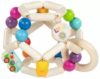 Goki Greifling &bdquo;Elastik Regenbogenball Van" Holz, &Oslash; 8cm (65361)