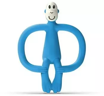 Matchstick Monkey Monkey Teether Silikon-Bei&szlig;ring & Gel-Applikator, blau, BPA-frei