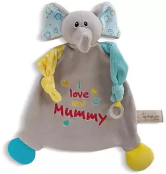 NICI Schmusetuch Elefant 25x25cm, beige, mit Bei&szlig;ring (48893)
