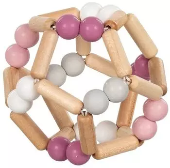 Goki Greifling Ball aus Holz und Silikon, rosa, Mädchen (65344)