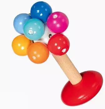 Goki Stielrassel Regenbogen aus Holz, 11 Holzkugeln (65364)