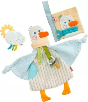 HABA Baby-Spiel-Set Gans 3-in-1 mit Schnullerkette (2012332001)