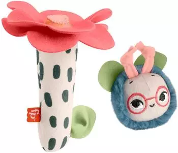 Fisher-Price Amici del Pianeta Apetta Sonaglina, 2er-Set Plüsch & Rassel, ab 3 Monaten (HYR56)
