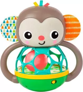 Bright Starts Grab & Giggle Monkey Oball Greifling Rassel, mehrfarbig