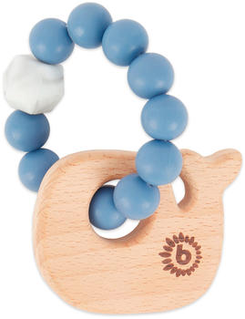 Bieco Beißring mit Silikon Perlen Blau Wal