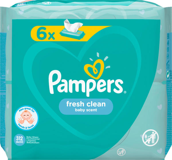 Pampers Fresh Clean Feuchttücher (6 x 52 Stk.)
