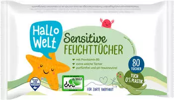 Hallo Welt Sensitive Feuchttücher, 2er Pack