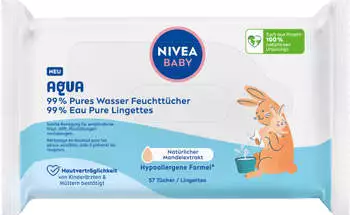 Nivea Baby Aqua 99 % Pures Wasser Feuchttücher, 4er Pack