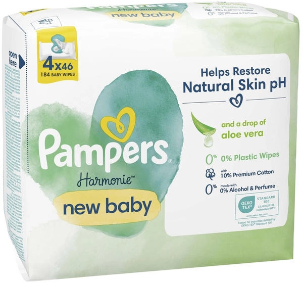 Pampers Harmonie New Baby Feuchttücher (4 x 46 Stück)