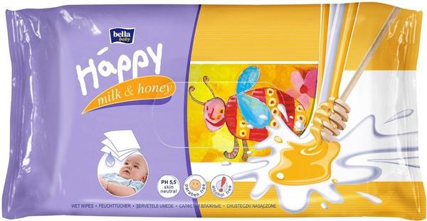 Bella Baby Happy Feuchttücher mit Milch & Honig 64 Stück