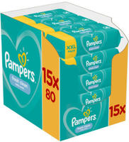 Pampers Fresh Clean Feuchtt&uuml;cher 15 Packungen mit 80 St&uuml;ck, 1200...