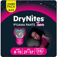 Huggies DryNites Windeln Windelhosen M&auml;dchen 8-13J 30-48kg Jumbo Monatspack 52St. 52