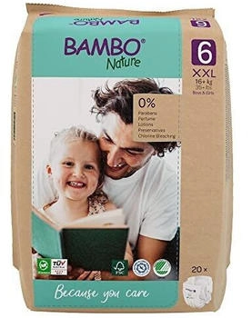 Bambo Nature Premium Eco-Labelled Sustainable Enhanced Leakage Protection Size 6 (35+ lb/16+ kg) XXL 20PK