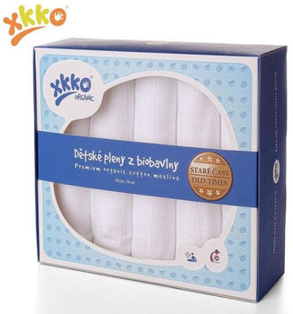 XKKO Mullwindeln Organic (70 x 70 cm) 5er Pack Alte Zeiten wei&szlig;