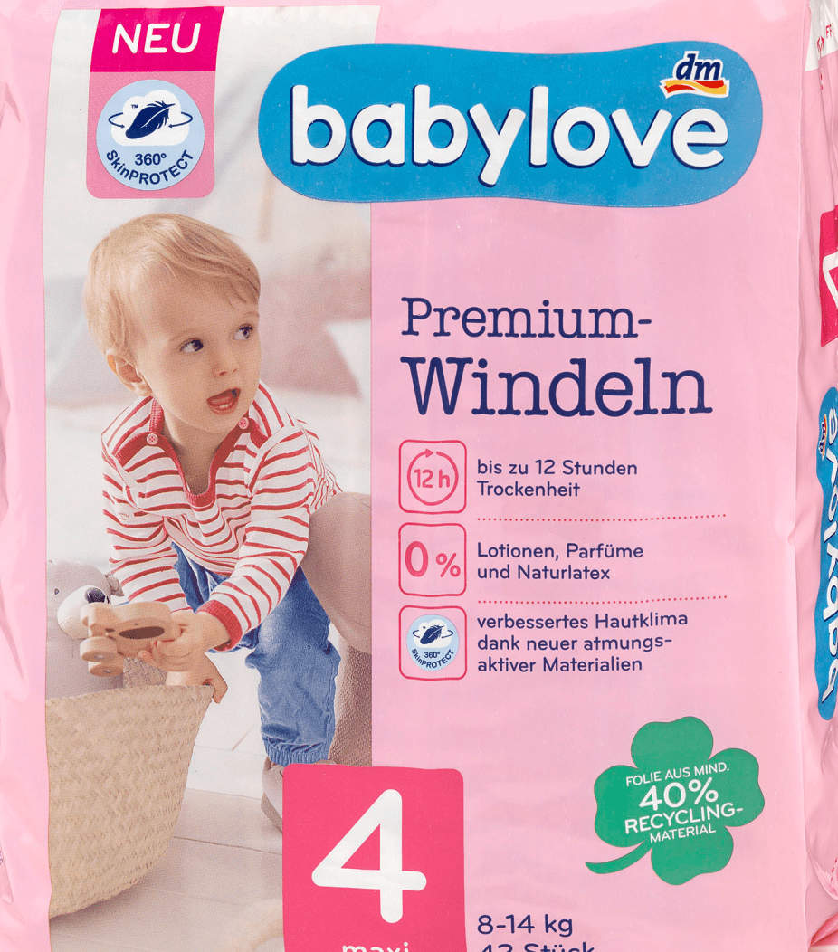 dm Babylove Premium-Windeln Größe maxi 42 St. Test Testbericht.de-Note: 1,8 (August 2023)