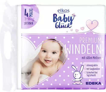 Elkos Baby Gl&uuml;ck Premium Windeln Gr&ouml;&szlig;e 4 maxi 38 St.