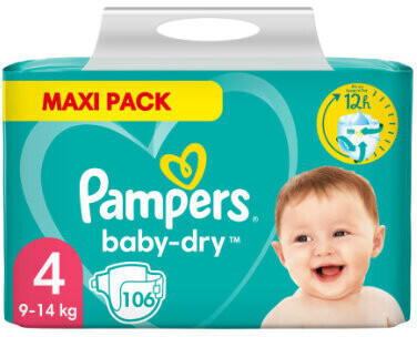 Pampers Baby Dry Gr. 4 (9-14 kg) 106 Stück