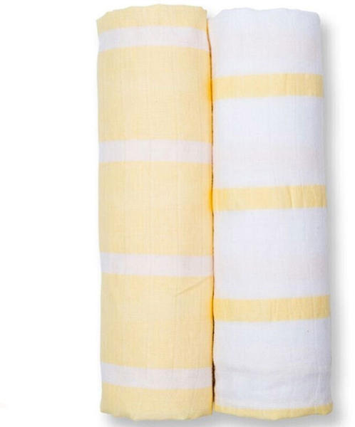 Lulujo Yellow striped swaddling blanket 100 x 100 cm (x2)